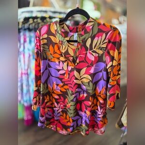 Colorful Leaf Print Blouse